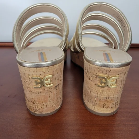 Sam Edelman Women's Yuki Em Gold Platform Wedge Shoes Size 8.5 - Picture 4 of 10